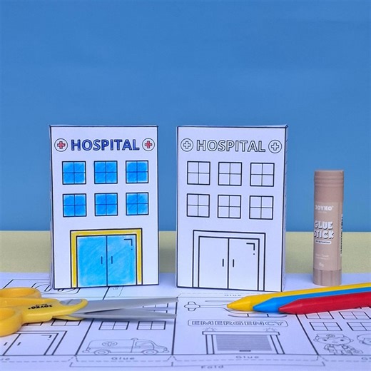 Printable Hospital Craft Template | Community Helpers Paper Building Activity (PDF Download) - Etsy