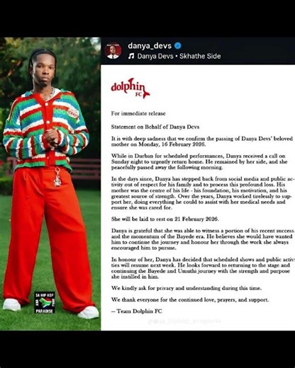 Danya Devs released a statement about the passing his mother!