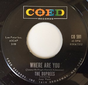 The Duprees - Where Are You