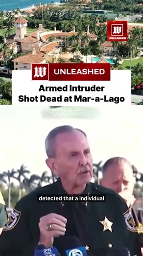 Armed Intruder Shot Dead at Mar-a-Lago An armed 21-year-old man was shot and killed after breaching the secure perimeter at Mar-a-Lago early Sunday morning around 1:30 AM. The man drove onto the property as another vehicle was exiting near the north gate. He was carrying a shotgun and a gas can. Two Secret Service agents and a Palm Beach County sheriff's deputy confronted him. He was ordered to drop his items. He put down the gas can. Then he raised the shotgun to a shooting position. All three 