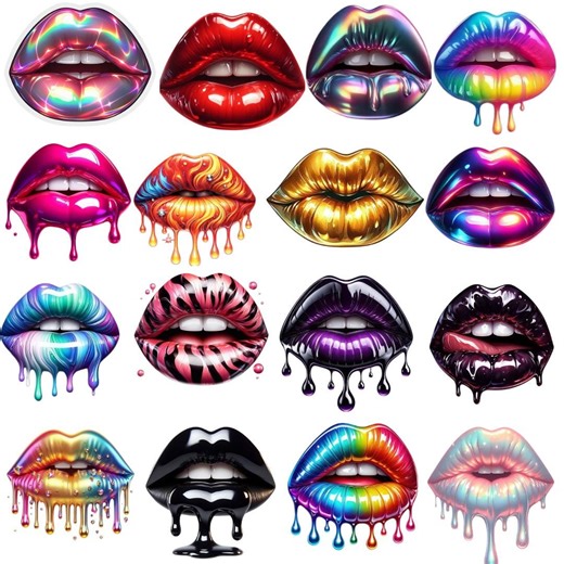 Dripping Lips Clipart, Glossy Red Print PNG (digital Download) - Etsy