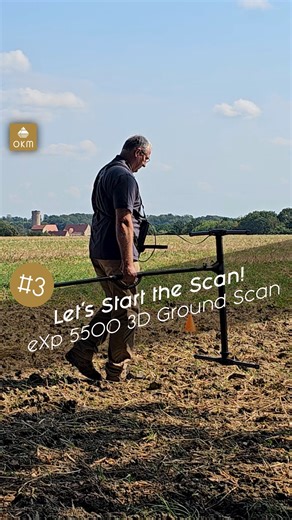 I start scanning with the eXp 5500 Pro across medieval ground — each scan line brings us closer to possible hidden structures or artifacts. Every scan tells a story. #OKMDetectors #eXp5500Pro #TreasureHunting #3DGroundScanning | OKM Americas