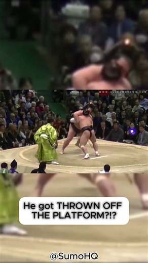 Sumo Wrestler THROWN OFF of the PLATFORM?!?! CRAZY VIDEO #sumo #shorts #viral