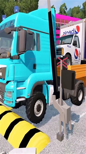 Double Flatbed Trailer Truck vs Speed bumps | Train vs Cars | Tractor vs Train | BeamNG Drive #612