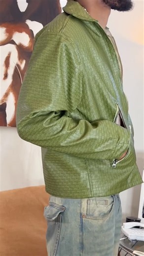 [Elvis Agim] on Instagram: "Sewing a leather jacket from scratch. No pattern. Just vision. #sewing #botega #LeatherJacket #BehindTheScenes #MadeFromScratch"