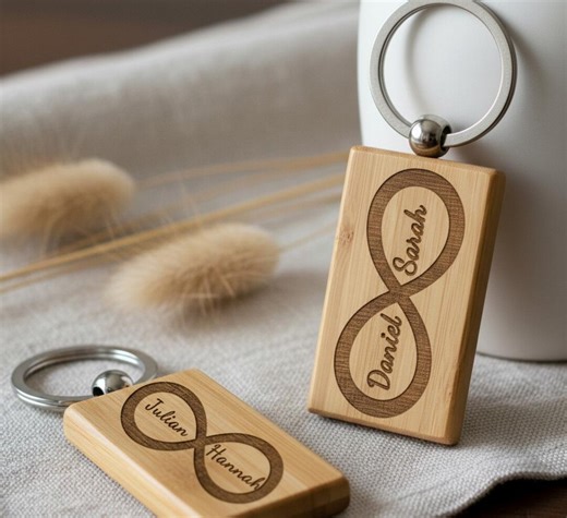 Personalized Wooden Keychain "endless Love" With Names – Gift for Couples - Etsy
