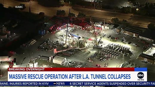 MASSIVE RESCUE OPERATION AFTER TUNNEL COLLAPSES: More than two dozen workers were inside an industrial tunnel that collapsed at a Los Angeles work site. ABC's Alison Kosik reports. | World News Now