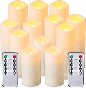 Flameless Candles with Remote Control Waterproof Outdoors & Indoors, Battery Candles with Remote Timer, Decorative Remote Led Candles. (D 2.2''X H 4'' 5'' 6'' 7'') -12-Pack.