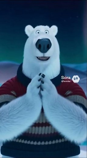 The Cutest Polar Bear Penguin Interaction Ever #wholesome #animation