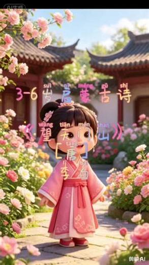 启蒙古诗第二十篇：《望天门山》[唐] 李白#粉丝一千万 #小气鬼 #古诗 #古风启蒙