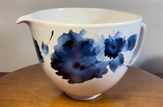 Kitchenaid 5 Quart Ink Watercolor Ceramic Bowl KSM2CB5P Stand Mixer Accessory Blue Floral Batter Bowl - Etsy