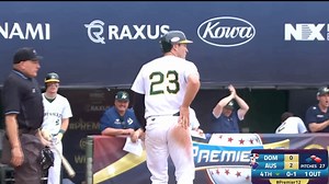 19K views · 323 reactions | End 4: Robbie Perkins 3 - Dominican Republic 0  Catcher woke up feeling dangerous  Tune in on Gametime.Sport or DAZN  : WBSC | Team Australia Baseball | Facebook