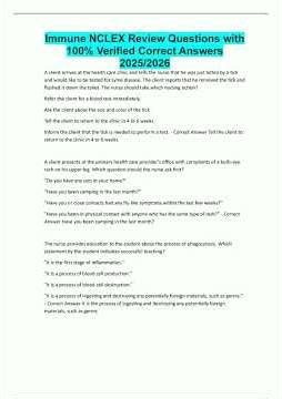 NUR 305 Immunity NCLEX Questions with Correct Answers 202520261064