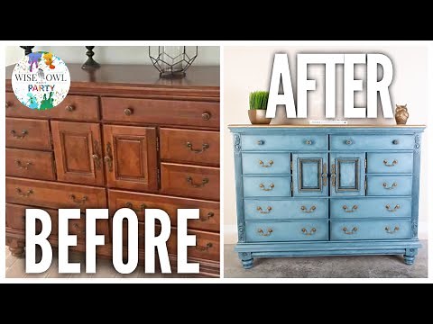 How-To Paint Furniture | Wise Owl Paint | Grecian Sky Finish Using Chalk Synthesis Paints & More!