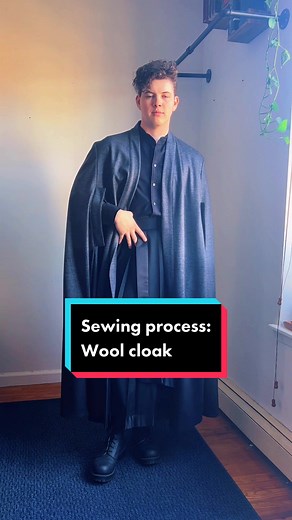 Sewing process, wool cloak #fashion #fashiontiktok #fashionhacks #fashioninspo #fashiondesigner #fashiondesign #fashionshow #fashionstyle #menswear #mensfashion #tailor #tailoring #beapoke #runway #sew #sewing #sewist #cloak