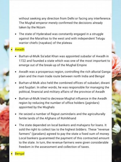 Class 7 History Chapter 10 Notes Eighteenth century political formations