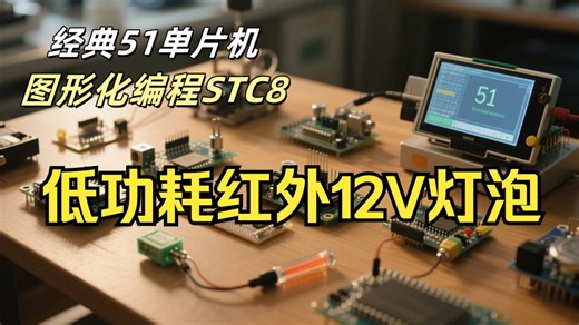 58 STC8G低功耗红外遥控开关12V灯泡【图形化编程STC8】