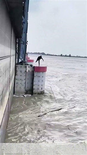 Spear Retrieval: Man Fails To Lift Large Log From Fast River Current