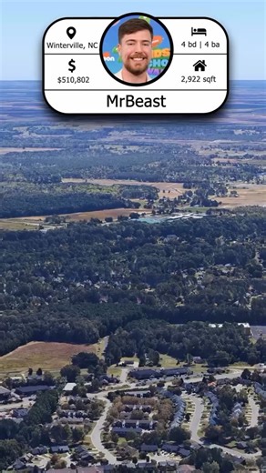 House designs on Instagram: "This is MrBeast’s house in North Carolina valued at over $500k . . #mrbeast #jimmydonaldson #youtuber #celebrity #house #mansion #realtor #realestate #winterville #foryoupage #foryou #fyp #theabooysen"