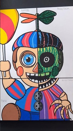 Drawing Balloon Boy But In 4 Different Styles - Nightmare Side #fnaf #balloonboy