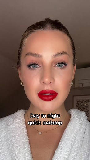 Zero to hero in under 10 mins 💋 the lighting did me dirty at the end so watch the next tiktok for the full look #glammakeup #daytonightmakeup #redlip #makeuphacks