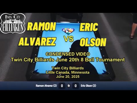 Romon Alvarez vs Eric Olson - Twin City Billiards June 20th 8 Ball 6/20/25 - CONDENSED VIDEO