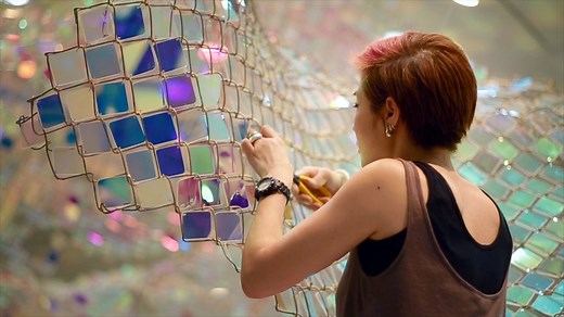 Unwoven Light Chain-Link Installation (video)
