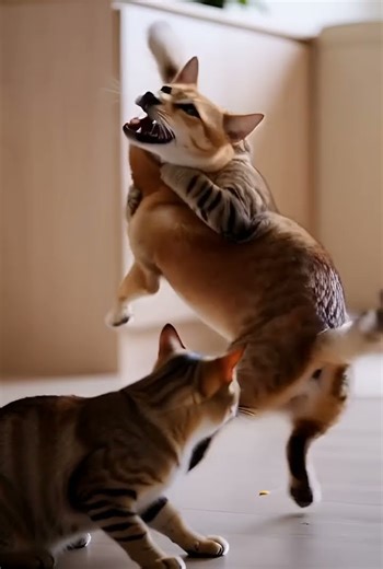 Epic Cat vs Dog Playful Wrestling Match 🐱🐶💥 | Adorable Tumble Chaos #Shorts