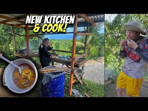 Philippines Hilltop House BUILDING DIRTY KITCHEN Cooking Moongo Soup & New Projects