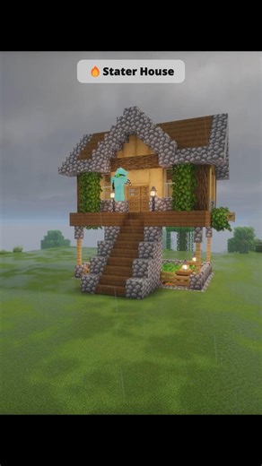 🏘️🔥Awesome Minecraft Starter House! #minecraft #easyhouse #minecraftbuilding #starterhome #gaming