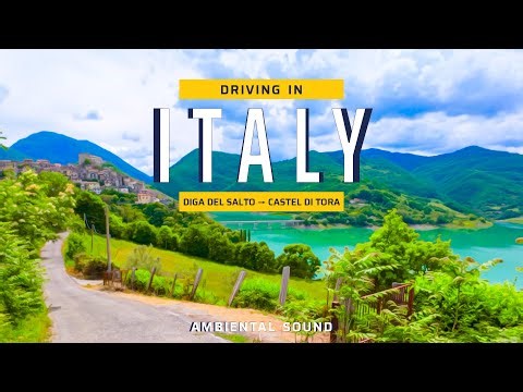 Italy Scenic Drive 4K | Diga del Salto → Castel di Tora | Ambient Sound (No Music), 3-Camera POV