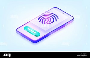 Online mobile app Fingerprint. Biometric technology for recognition. Analyzing graphs. 3D Gradient Web Vector Illustrations. Suitable for ui, ux, web, mobile, banner and infographic Stock Vector Image & Art - Alamy