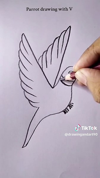 Drawing parrot with V#drawing #Foryou #artistsoftiktok #arteducation #trending