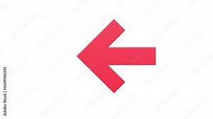 Red arrow pointing left animation. Download sign on white screen. arrow pointing ICON animation. Bouncing left icon arrow with a green background. 3d left arrow icon 4k animation with alpha channel.