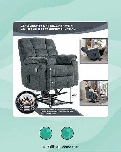 Zero Gravity Lift Recliner Chairs with Heat and Massage