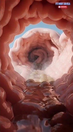 Inside Your Intestine. Realistic 3D Digestive System Animation