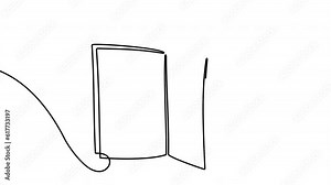 Continuous one line drawing of an open book with page turning motion design. Single line art on the theme of reading, education and learning graphic animation