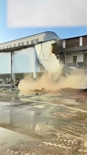 Excavator Demolition Site! Wall Collapses Instantly