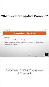 What is Interrogative Pronoun? #englishgrammar #english #spokenenglish #learnenglish #ielts
