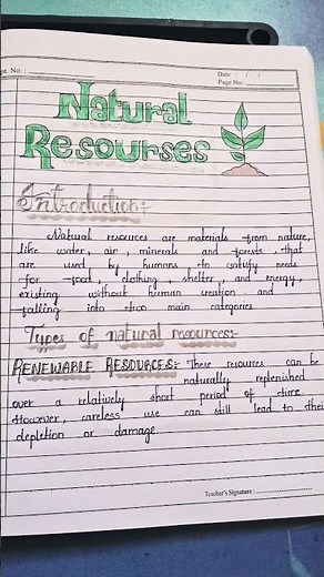 10th class Biology FA Project work on NATURAL RESOURCES ## Record book ##