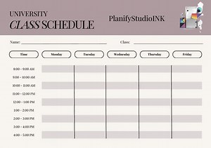 University Class Schedule - Printable College Planner - Weekly Class Timetable - Student Organizer - Digital Download - Etsy