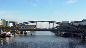 Metro crossing the Viaduct d'Austerlitz bridge over the Seine in Paris, France