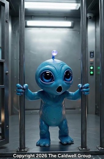 A Captured Little Blue Alien 👽 in a Cell at Area 52.