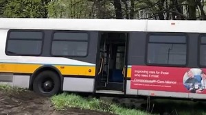 YIKES! MBTA bus goes off road in Revere