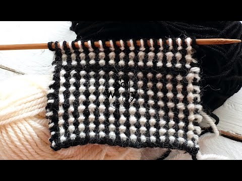 Two Color Slip-Stitch knitting pattern (no purling required, and it doesn't curl) - So Woolly