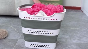 42L Medium Collapsible Plastic Laundry Basket with Handles, Foldable Laundry Basket Hamper, Pop Up Storage Container Organizer for Washing Storage (Gery, 17 Inch * 13 Inch * 15 Inch)