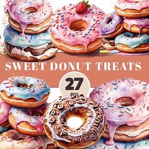 Watercolor Donut PNG Clipart, Sweet Treats Bundle (digital Download) - Etsy