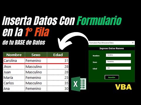 🟢 Excel and VBA: Insert DATA into the FIRST ROW of your Database With Your FORM