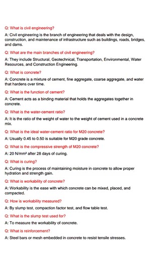Civil Engineering Basic Question #civilengineering #basicques #Civil #Engineeringquestion #Vivaquestion #construction #civilconstruction | Civil Engineering Help