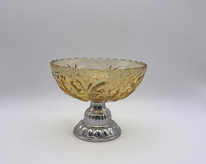 Vintage Amber Glass Compote Dish With Silver-tone Base – Pedestal Dessert Bowl - Etsy